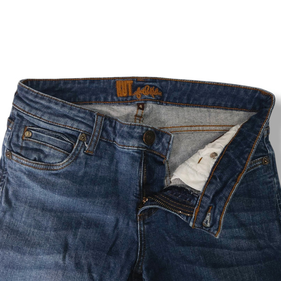 EUC Kut from the Kloth Mid-Rise Straight Leg Jeans Sz 4 [27]x28 Dark Indigo Blue - Picture 4 of 11